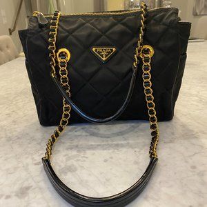 Authentic Black Prada quilted nylon shoulder bag